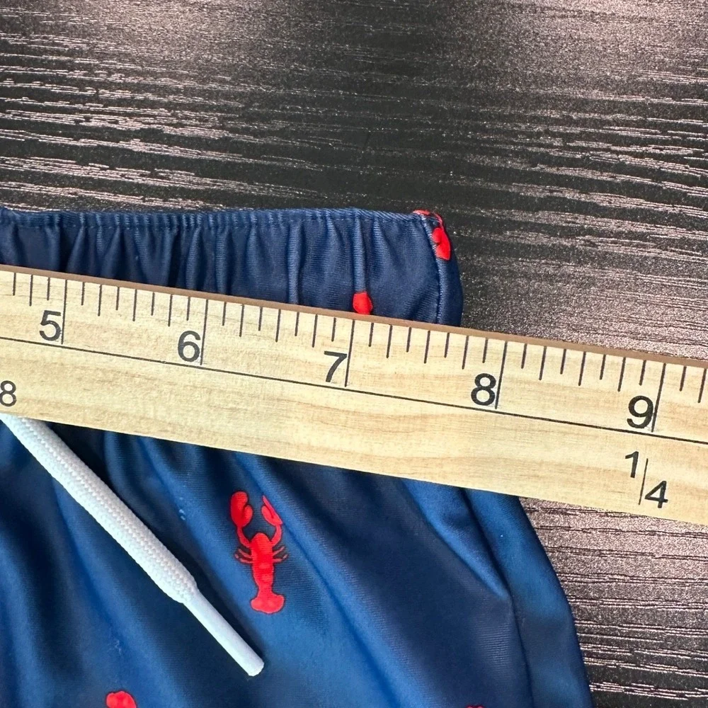 Carters Navy Blue Lobster‎ Swim Trunks Boys Size 9 Mos Elastic Waist Drawstring